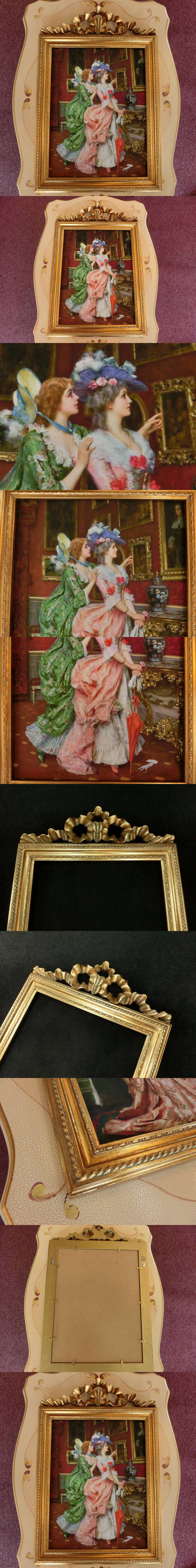 【スタバ】ロココ調　ゴールドフレーム　中世ヨーロッパ貴婦人の額絵 　W37cm/H55cm　3 人物画