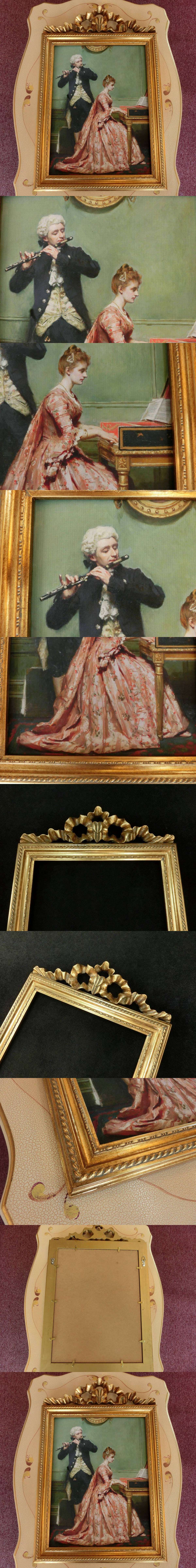 国内全数検品ロココ調　ゴールドフレーム　中世ヨーロッパ貴族の額絵 　W37cm/H55cm　A1 人物画